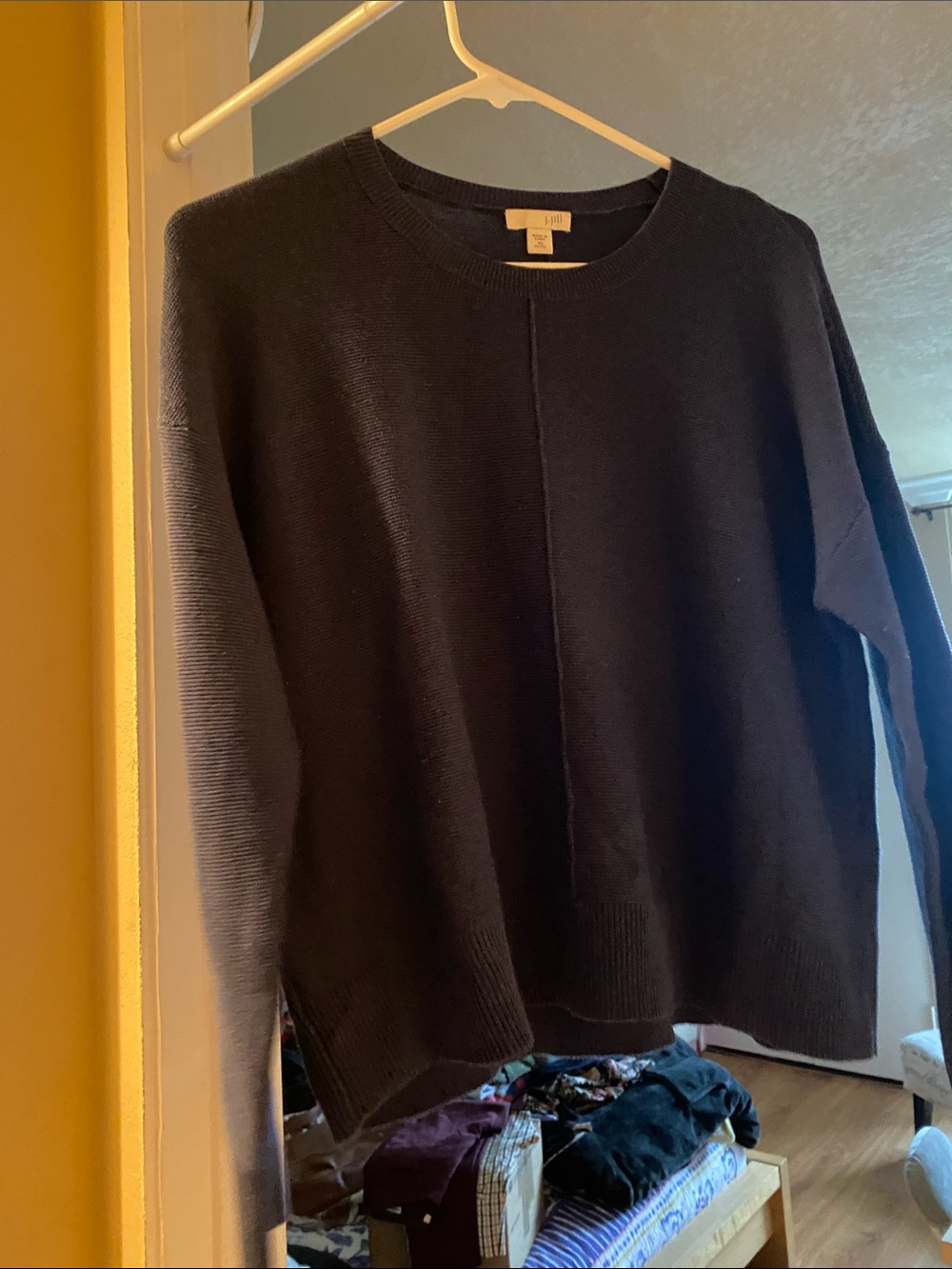 J. Jill Silk Cotton Crewneck Sweater in Navy